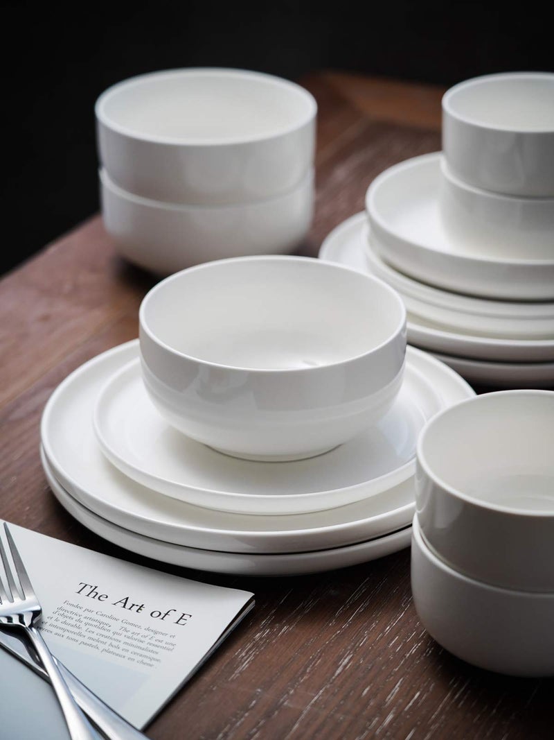 Kanwone Porcelain Bowl Set - 32 Ounce for Cereal  Salad and Soup  Bowls for Kitchen  Microwave and Dishwasher Safe - Set of 6  White - Image 5